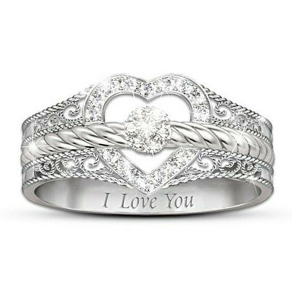 Silver "I Love You" Heart Ring